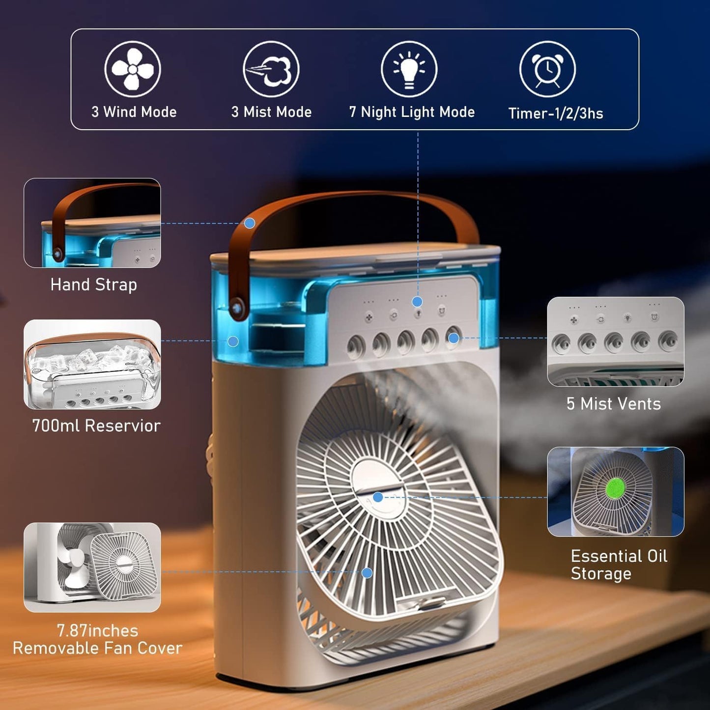 Portable cooling air conditioner fan