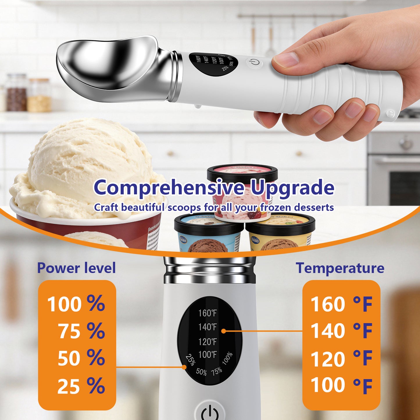 Heated Ice Cream Scoop Rechargeable
